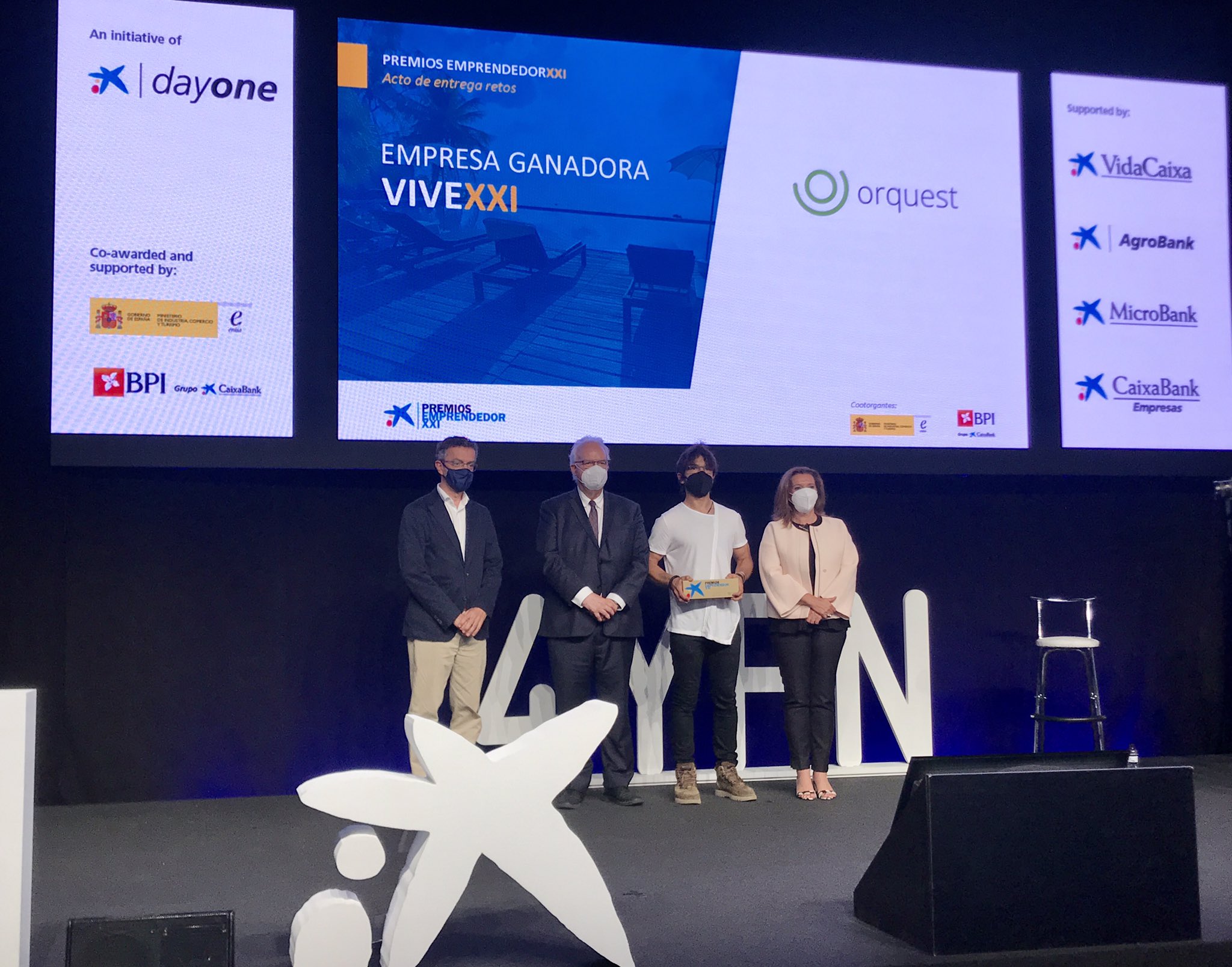ORQUEST is the winner of the Caixabank EmprendedorXXI Awards to the best company in Reto ViveXXI category